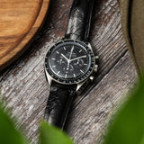 Ostrich Shin Minimal Stitch Watch Strap - Black - RTW