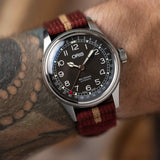 Premium Ribbed Two Piece Ballistic Nylon Strap - Burgundy & Khaki