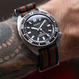 Premium Ribbed Fabric Watch Strap - Bond Green & Red