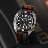 Premium Ribbed Fabric Watch Strap - Bond Green & Red
