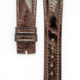 Ostrich Shin Watch Strap - Dark Brown W/Cream stitching