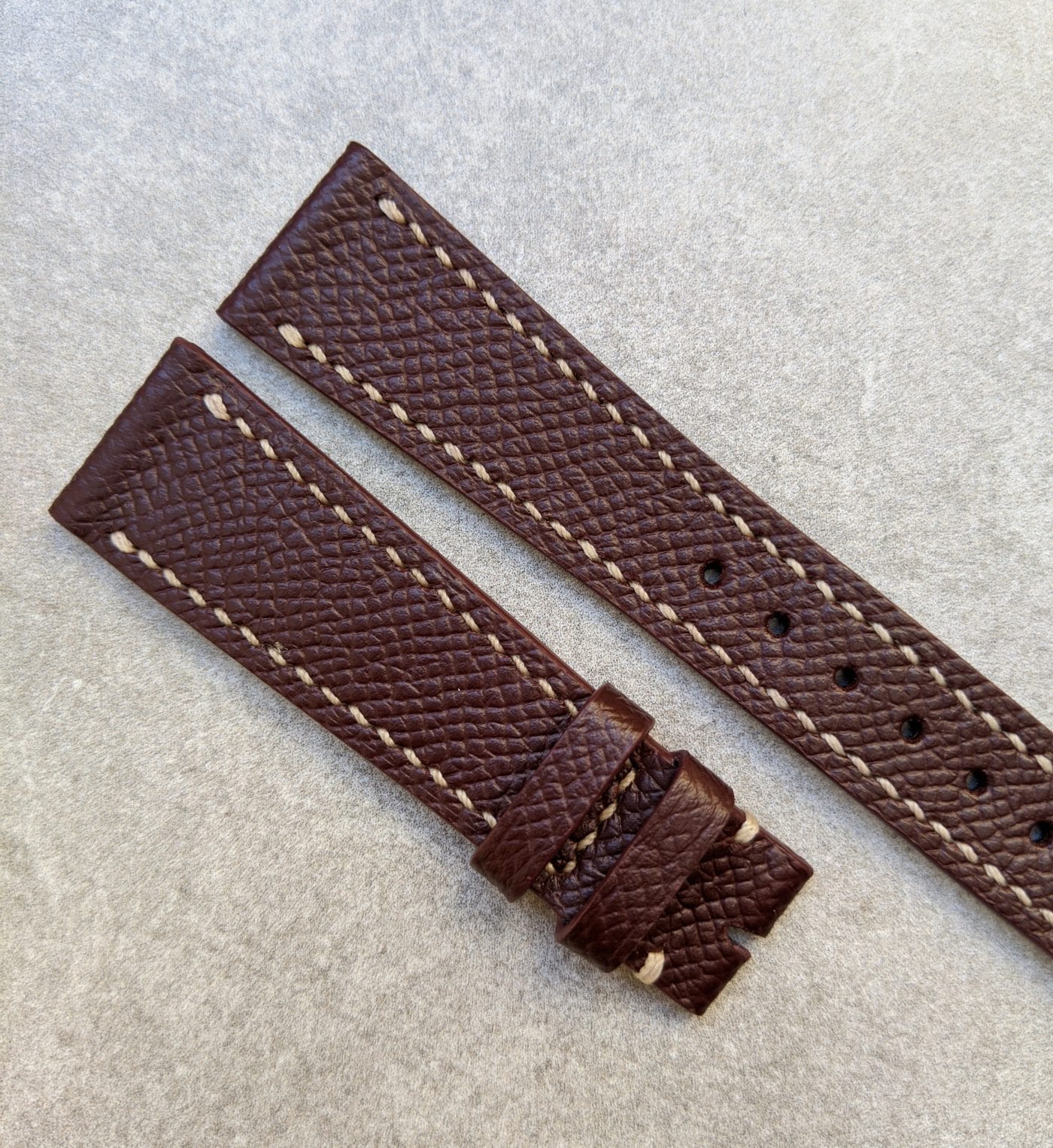 Epsom Calfskin Watch Strap - Red Brown - The Strap Tailor