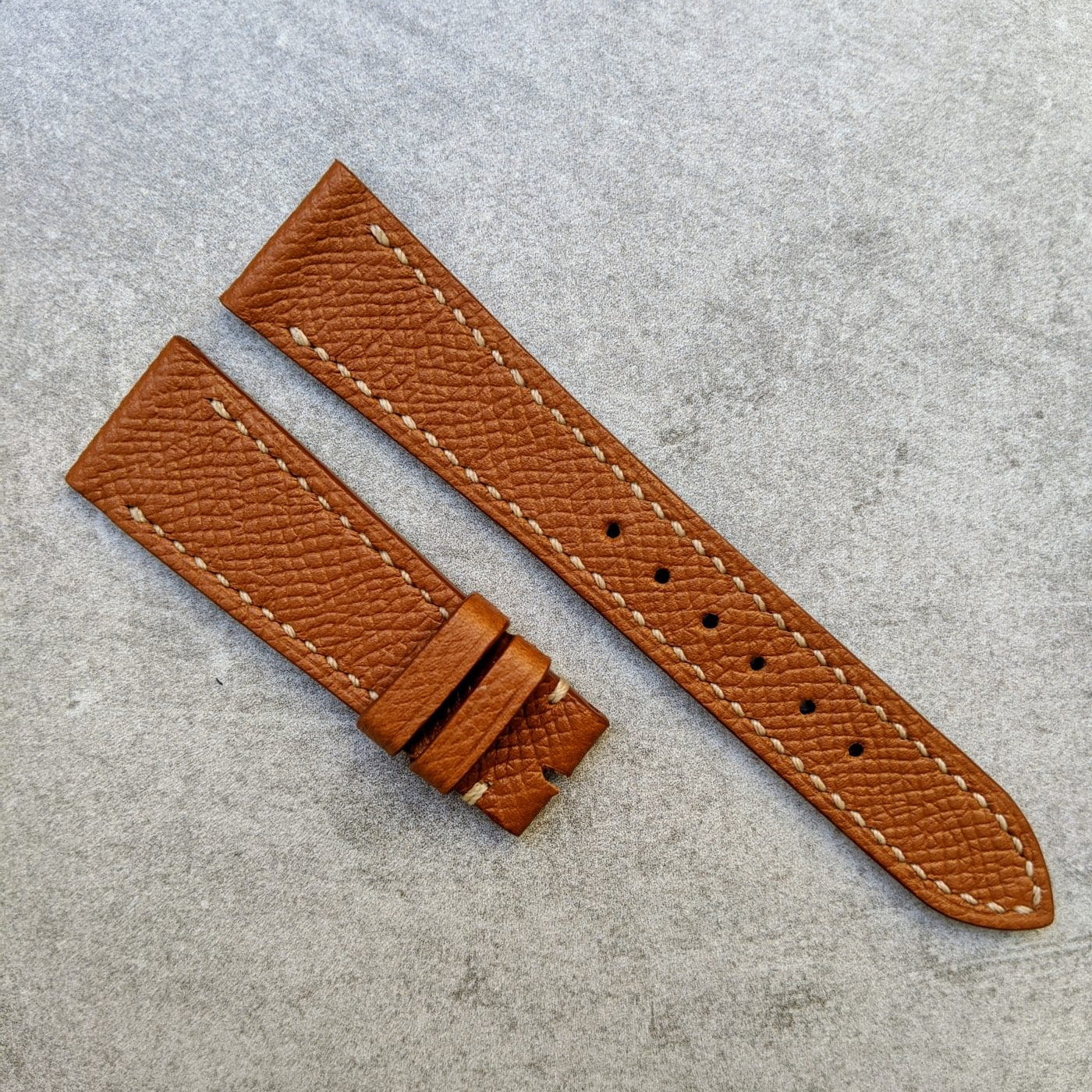 Epsom Calfskin Watch Strap - Tan - The Strap Tailor