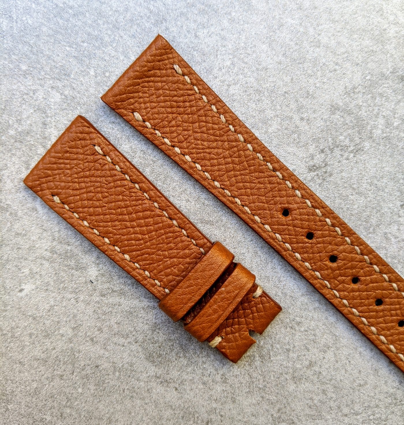 Epsom Calfskin Watch Strap - Tan - The Strap Tailor