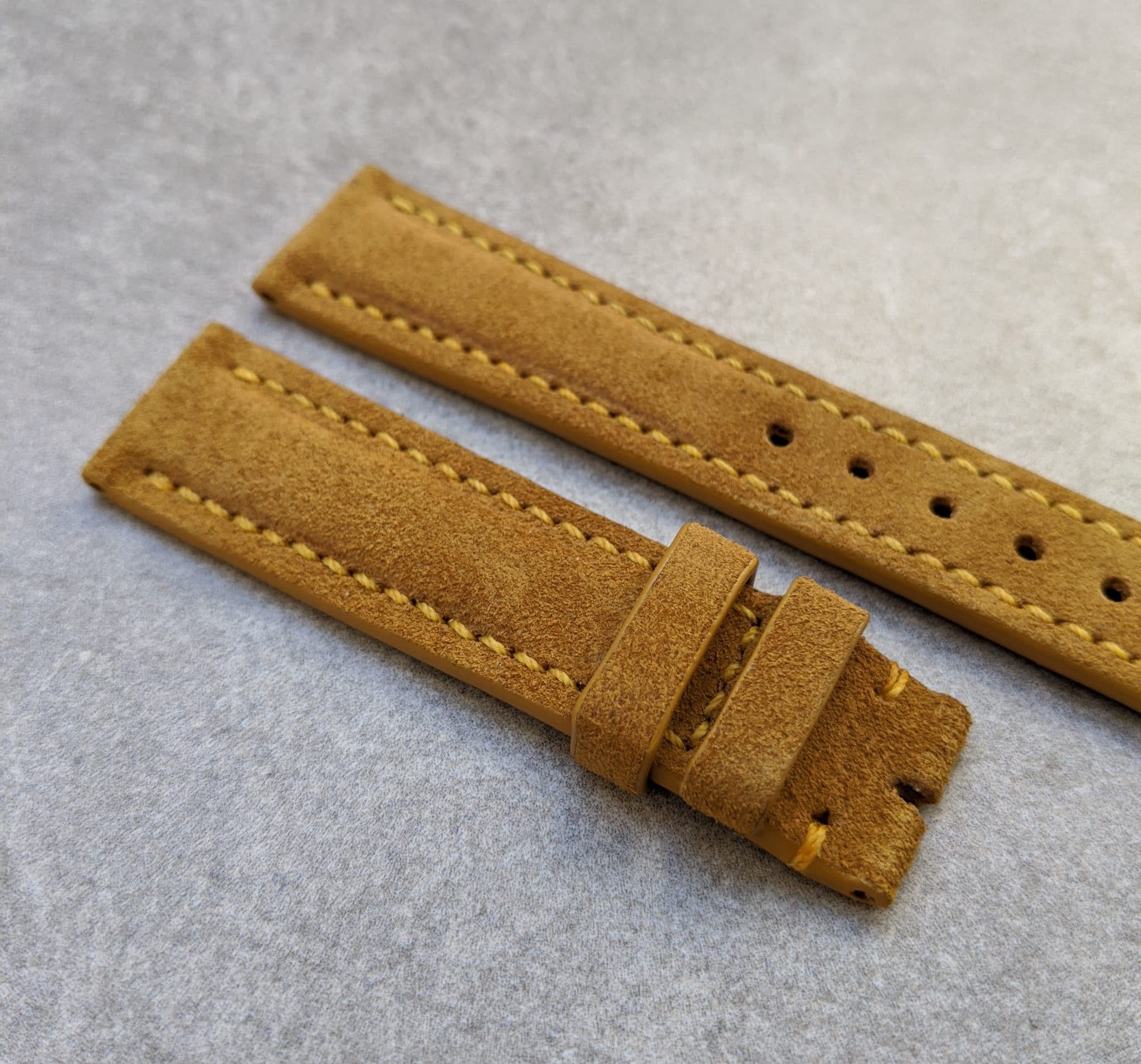 Padded Suede Leather Watch Strap - Mustard - The Strap Tailor
