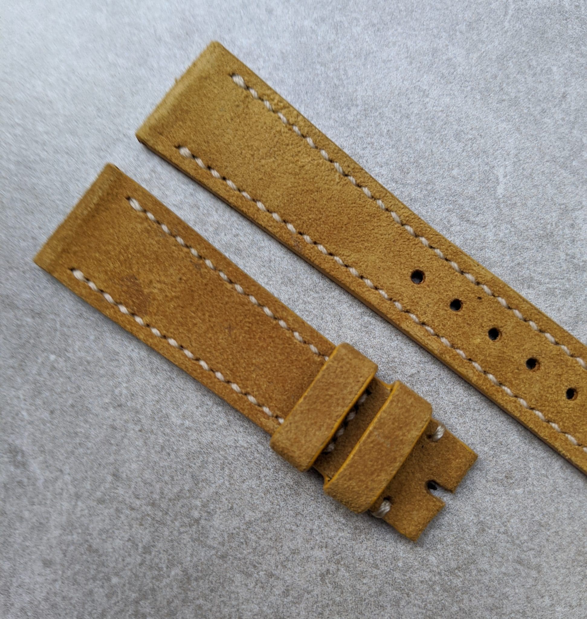 Stitched Suede Strap - Mustard - The Strap Tailor