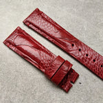 Ostrich Shin Watch Strap - Minimal Stitch - Burgundy - The Strap Tailor