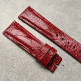Ostrich Shin Watch Strap - Minimal Stitch - Burgundy - The Strap Tailor