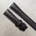 French Calfskin Rally Watch Strap - Black - The Strap Tailor