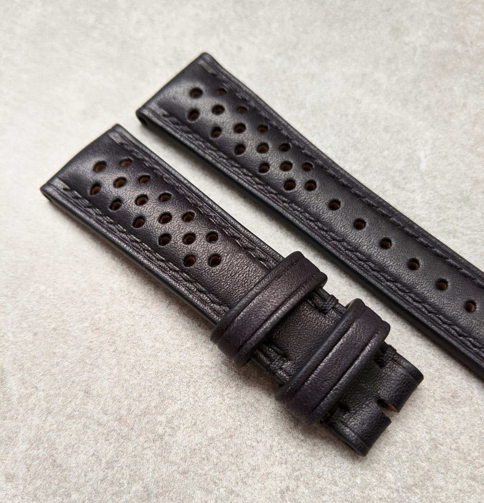 French Calfskin Rally Watch Strap - Black - The Strap Tailor
