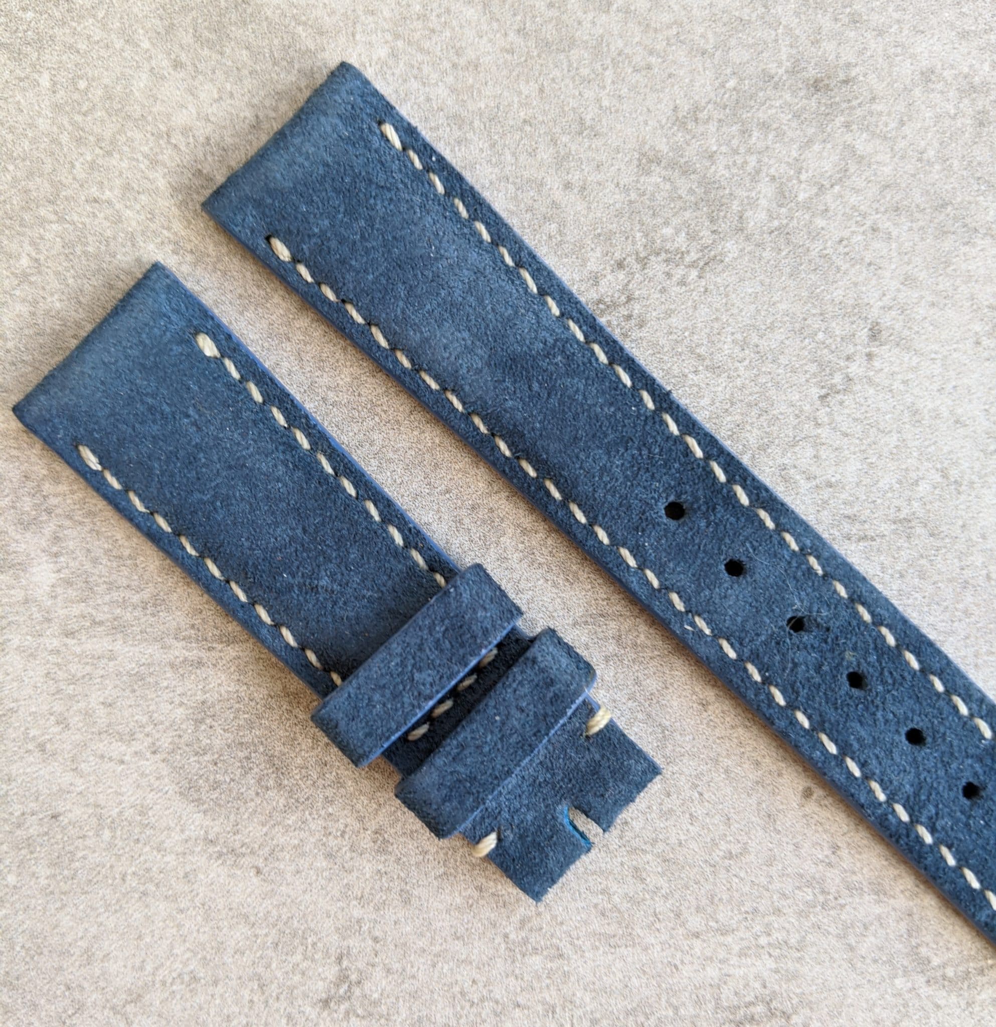 Padded Suede Leather Watch Strap - Denim Blue - The Strap Tailor