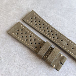 Stitched Suede Rally Strap - Olive Green - The Strap Tailor