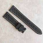 Stitched Suede Rally Strap - Black - The Strap Tailor