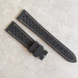 Stitched Suede Rally Strap - Black - The Strap Tailor