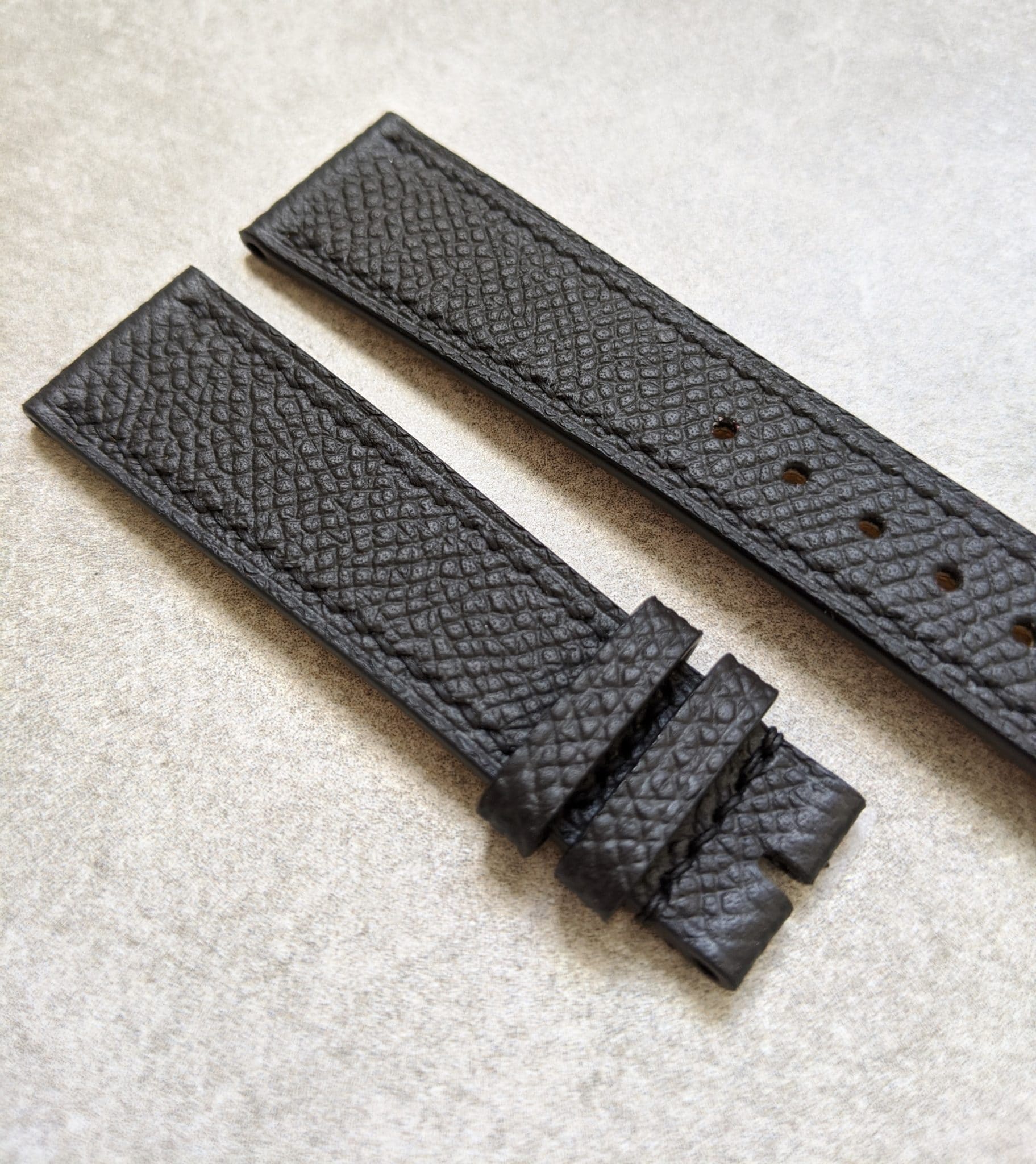 Epsom Calfskin Watch Strap - Black - The Strap Tailor