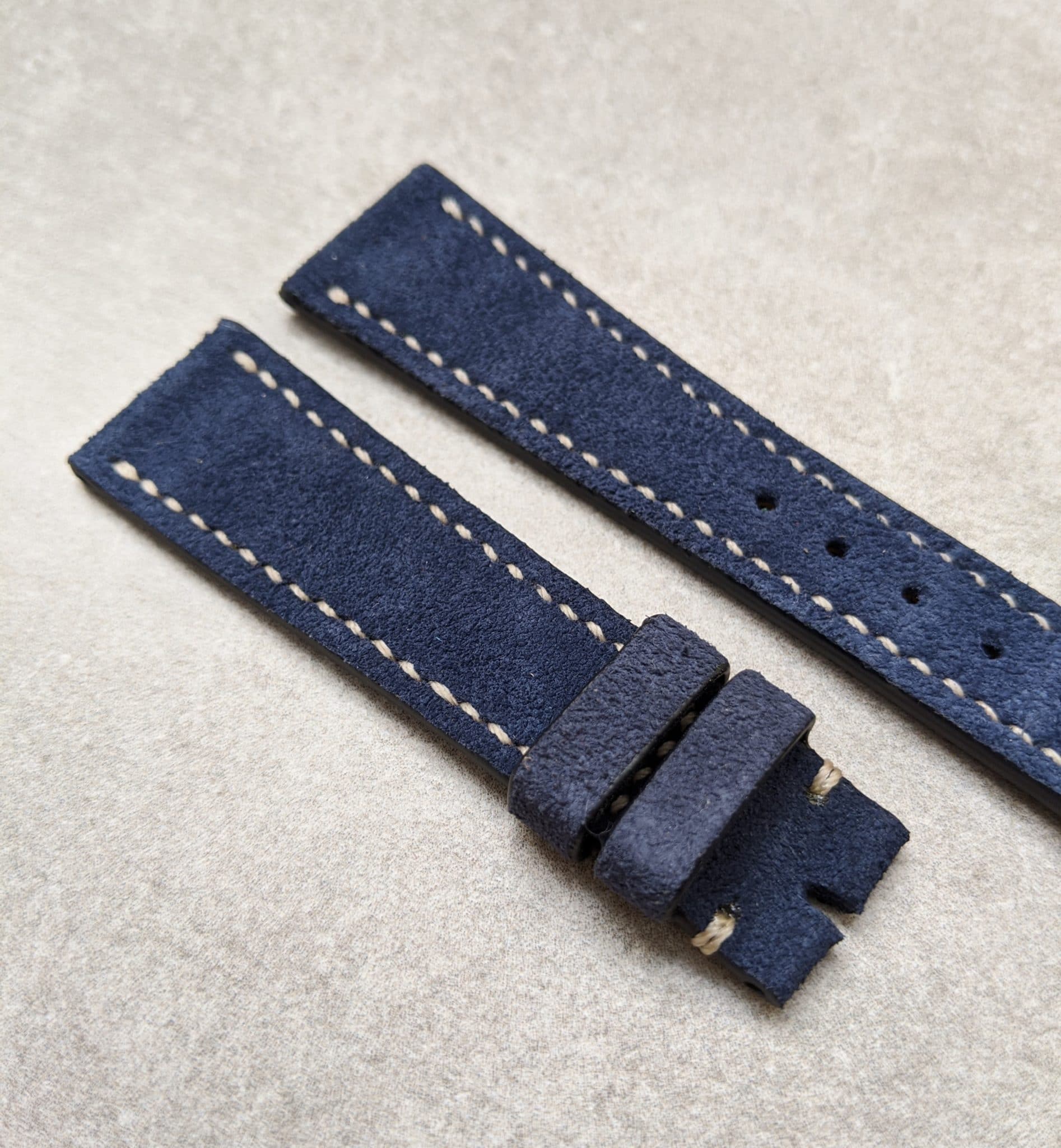 Stitched Suede Strap - Navy Blue - The Strap Tailor