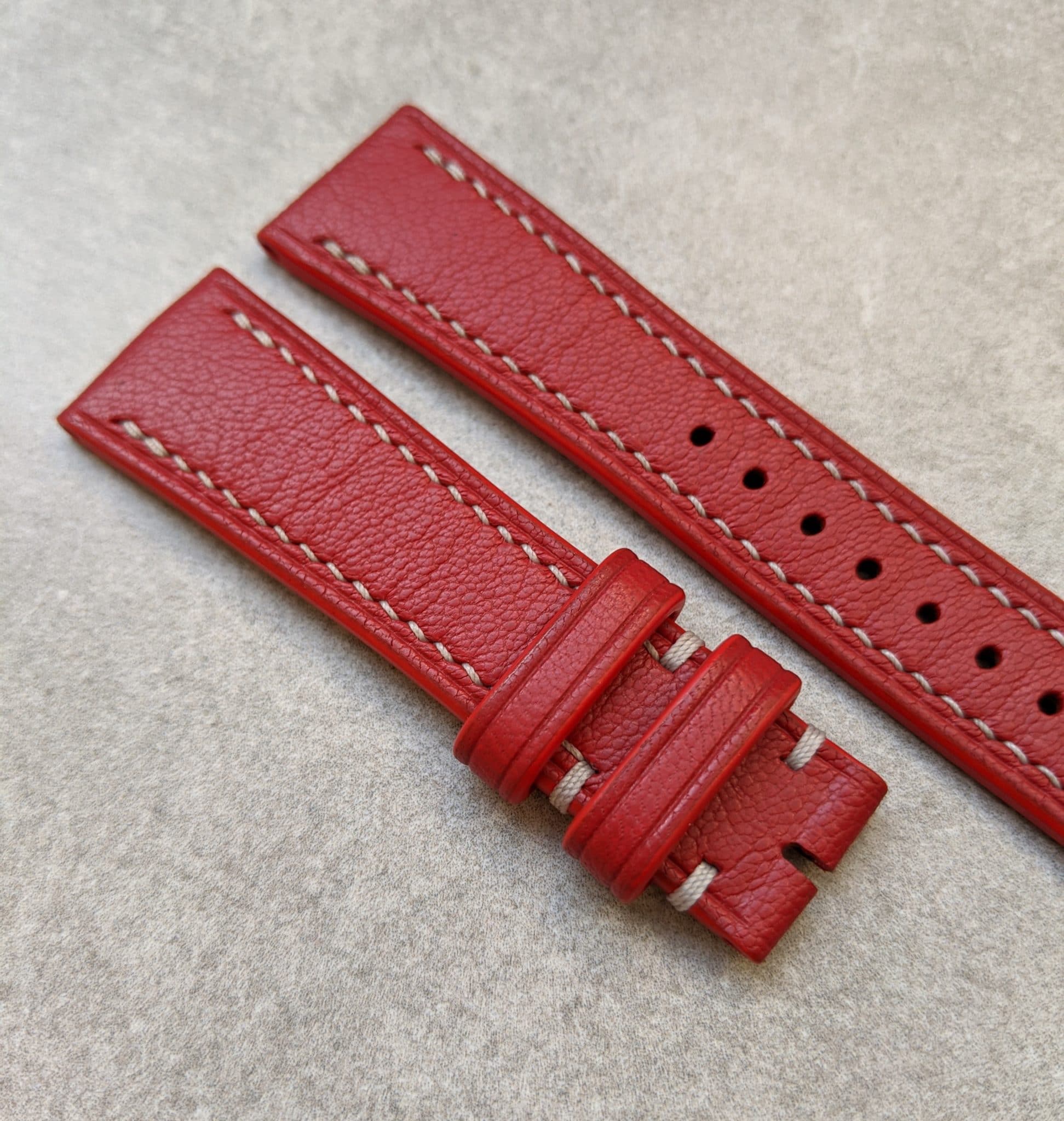 Light Grained Goatskin Strap - Red - The Strap Tailor