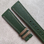 Epsom Calfskin Watch Strap - Forest Green & Taupe - The Strap Tailor