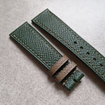 Epsom Calfskin Watch Strap - Forest Green & Taupe - The Strap Tailor