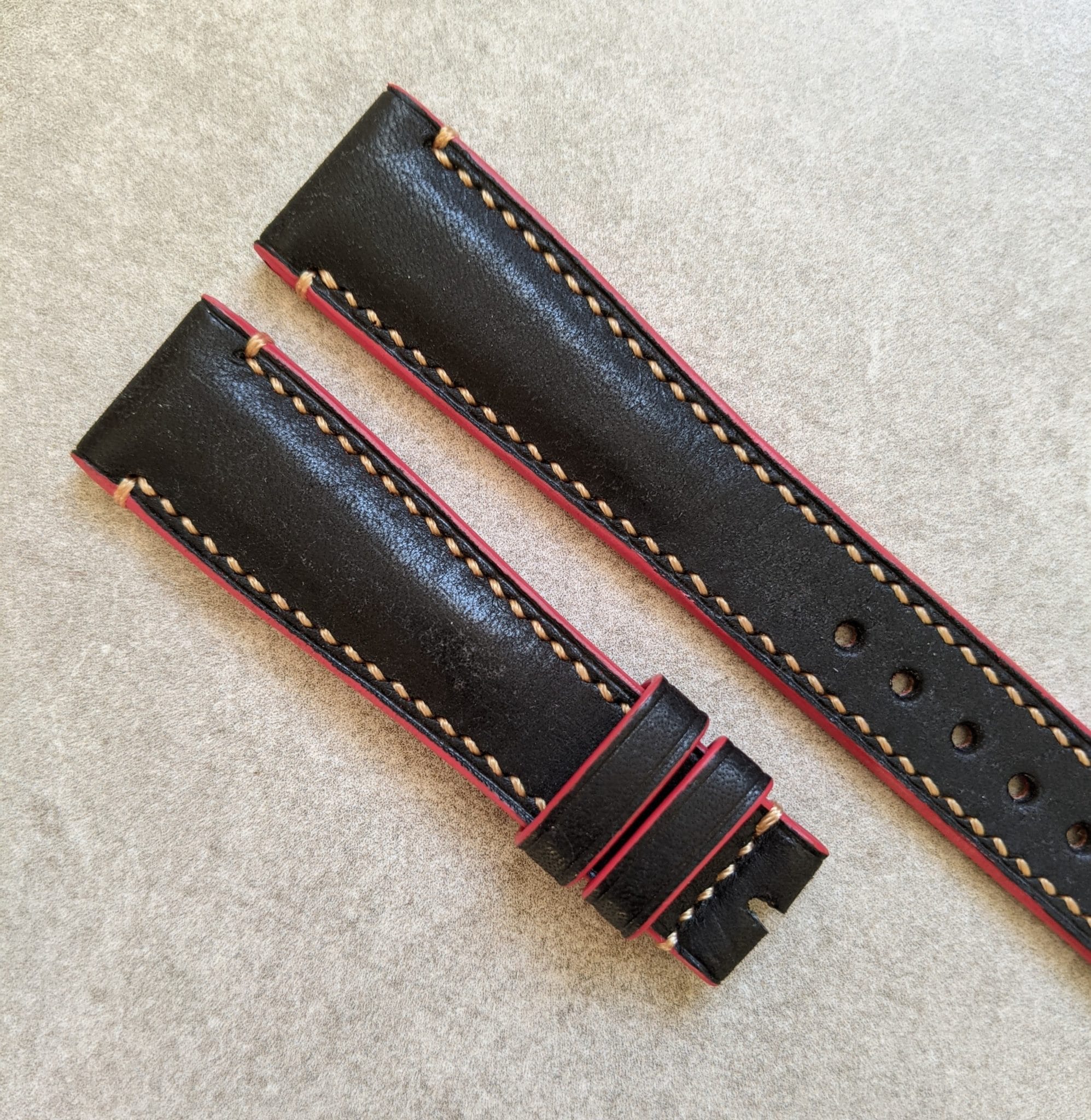 Pueblo Calfskin Strap - Black, Red & Gold - The Strap Tailor