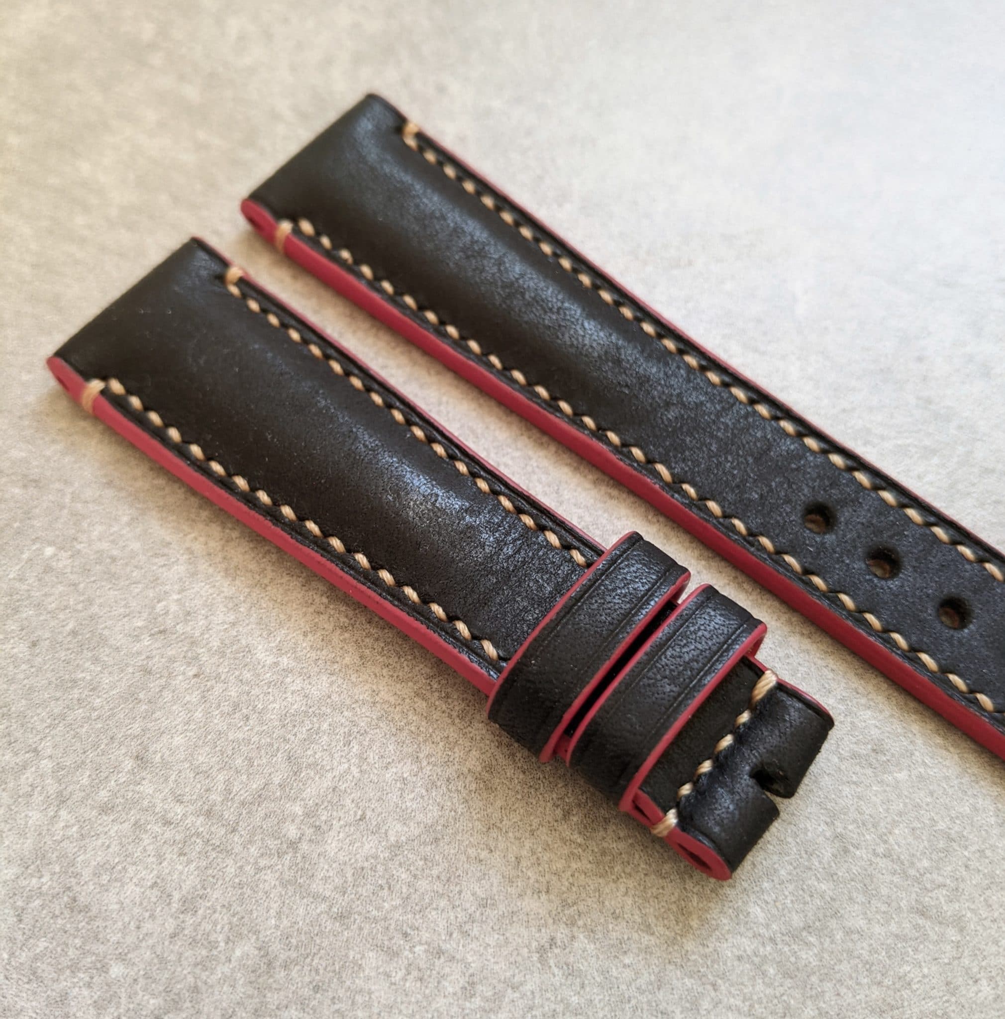 Pueblo Calfskin Strap - Black, Red & Gold - The Strap Tailor