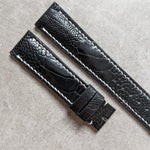 Ostrich Shin Watch Strap - Black & White - The Strap Tailor