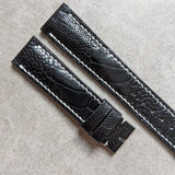 Ostrich Shin Watch Strap - Black & White - The Strap Tailor