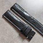 Ostrich Shin Watch Strap - Black & White - The Strap Tailor