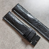 Ostrich Shin Watch Strap - Black & White - The Strap Tailor