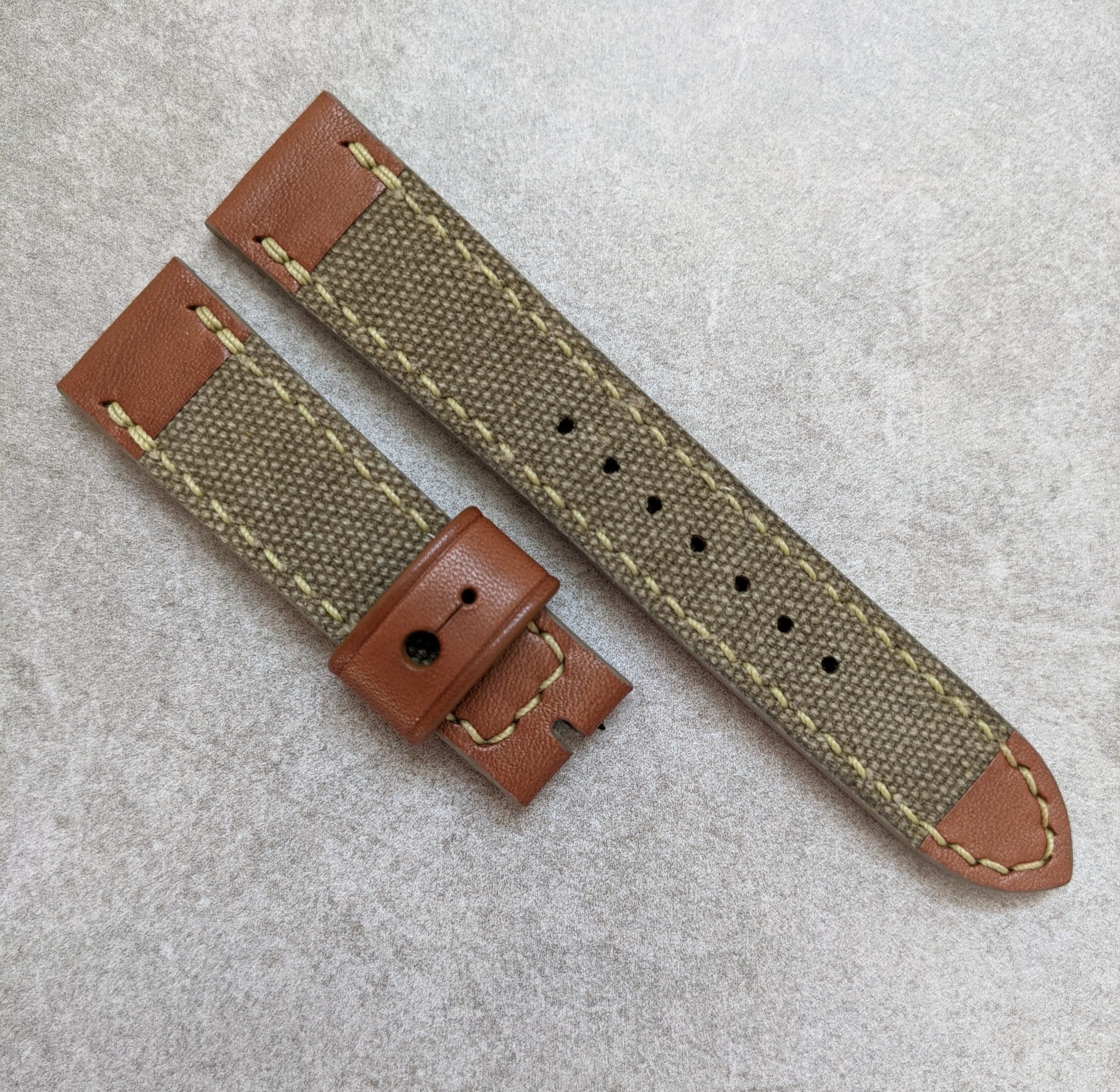 Canvas & Leather Strap - Army Green, Chesnut Brown + Olive - The Strap Tailor