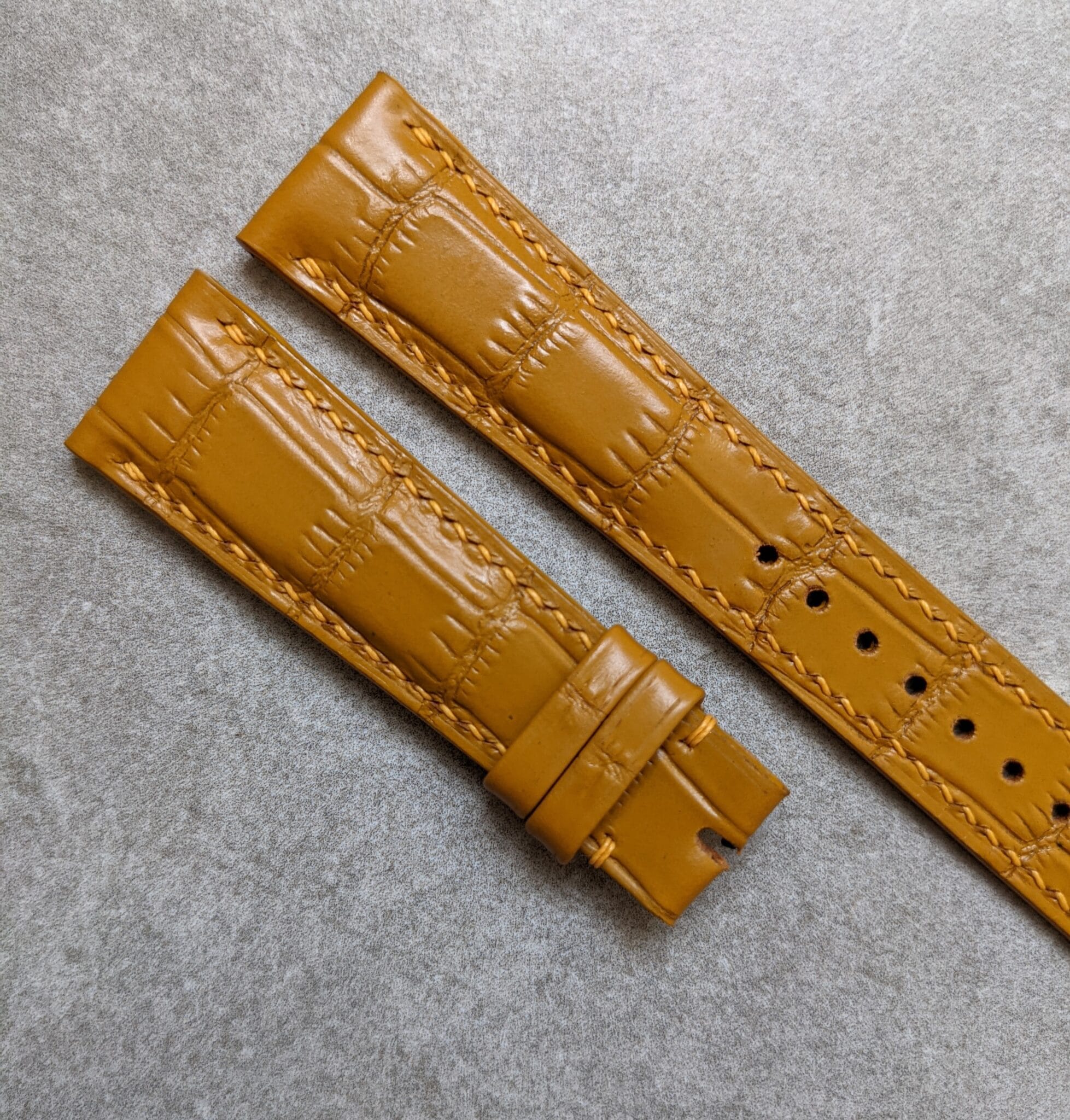 Embossed Crocodile Watch Strap - Honey Tan - The Strap Tailor