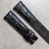 Embossed Crocodile Watch Strap - Black - The Strap Tailor
