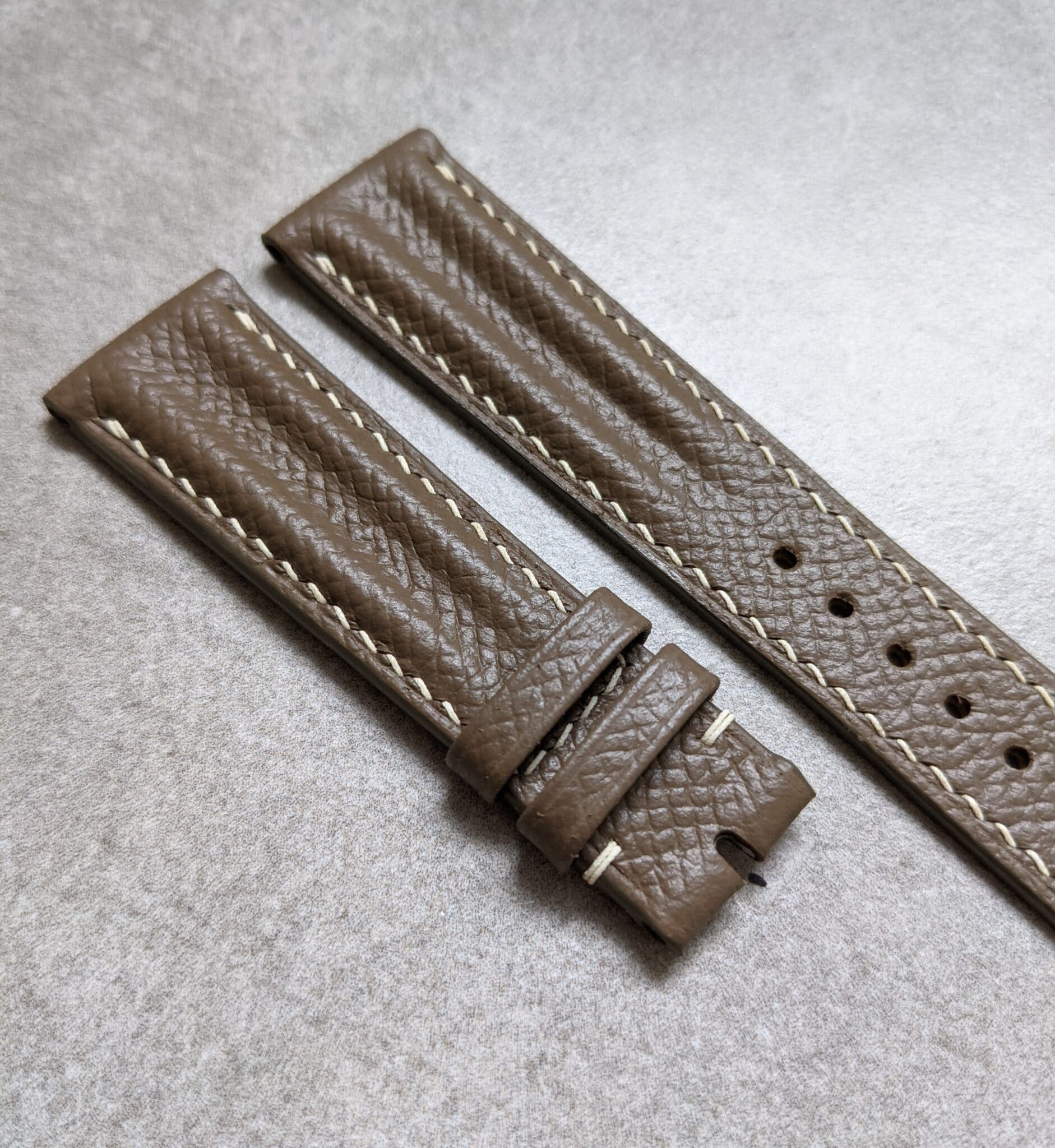 Epsom Calfskin Speedy Ridge Strap - Taupe - The Strap Tailor