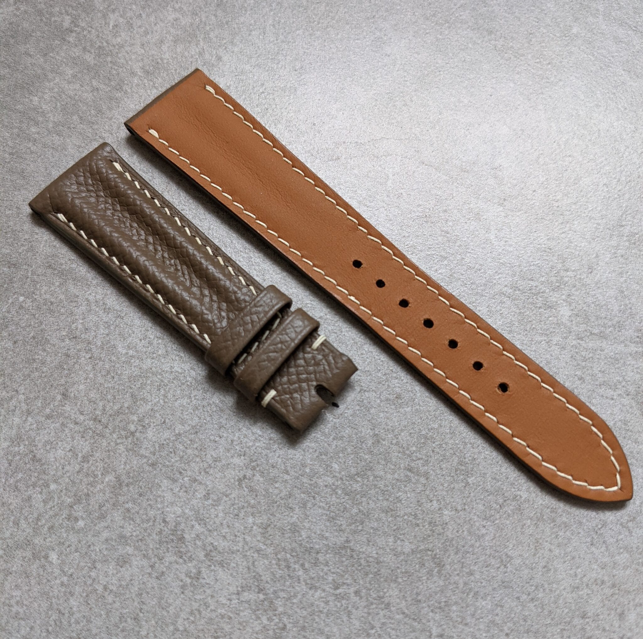 Epsom Calfskin Speedy Ridge Strap - Taupe - The Strap Tailor
