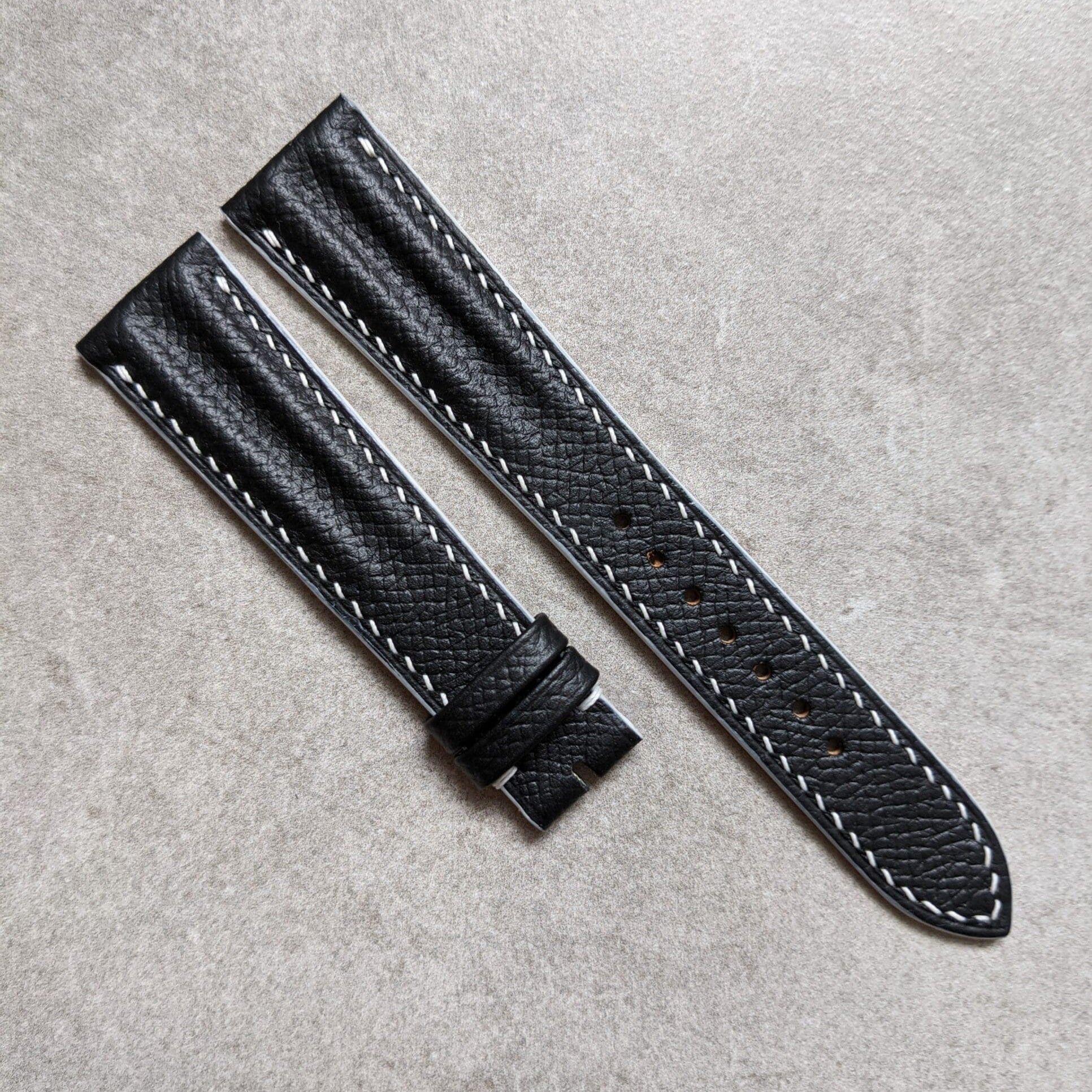 Epsom Calfskin Speedy Ridge - Black & White - The Strap Tailor