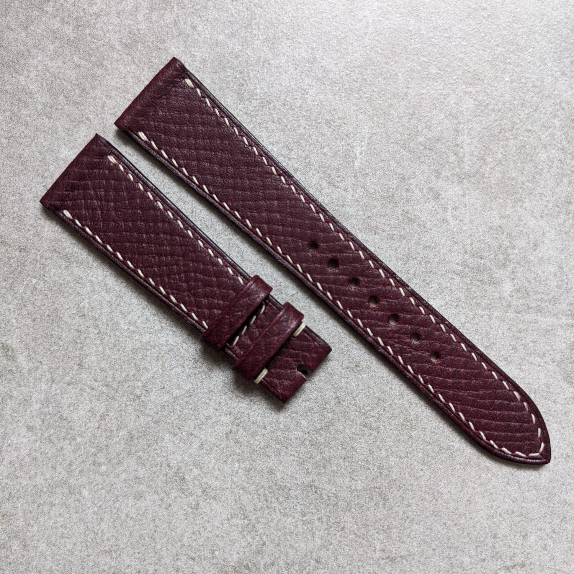 Russian Hatch Calfskin Watch Strap - Oxblood - The Strap Tailor