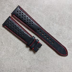 Pueblo Calfskin Strap - Dark Blue & Red Rally Strap - The Strap Tailor