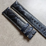 Ostrich Shin Watch Strap - Midnight Blue & Cream - The Strap Tailor