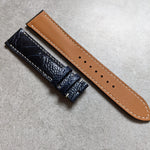 Ostrich Shin Watch Strap - Midnight Blue & Cream - The Strap Tailor
