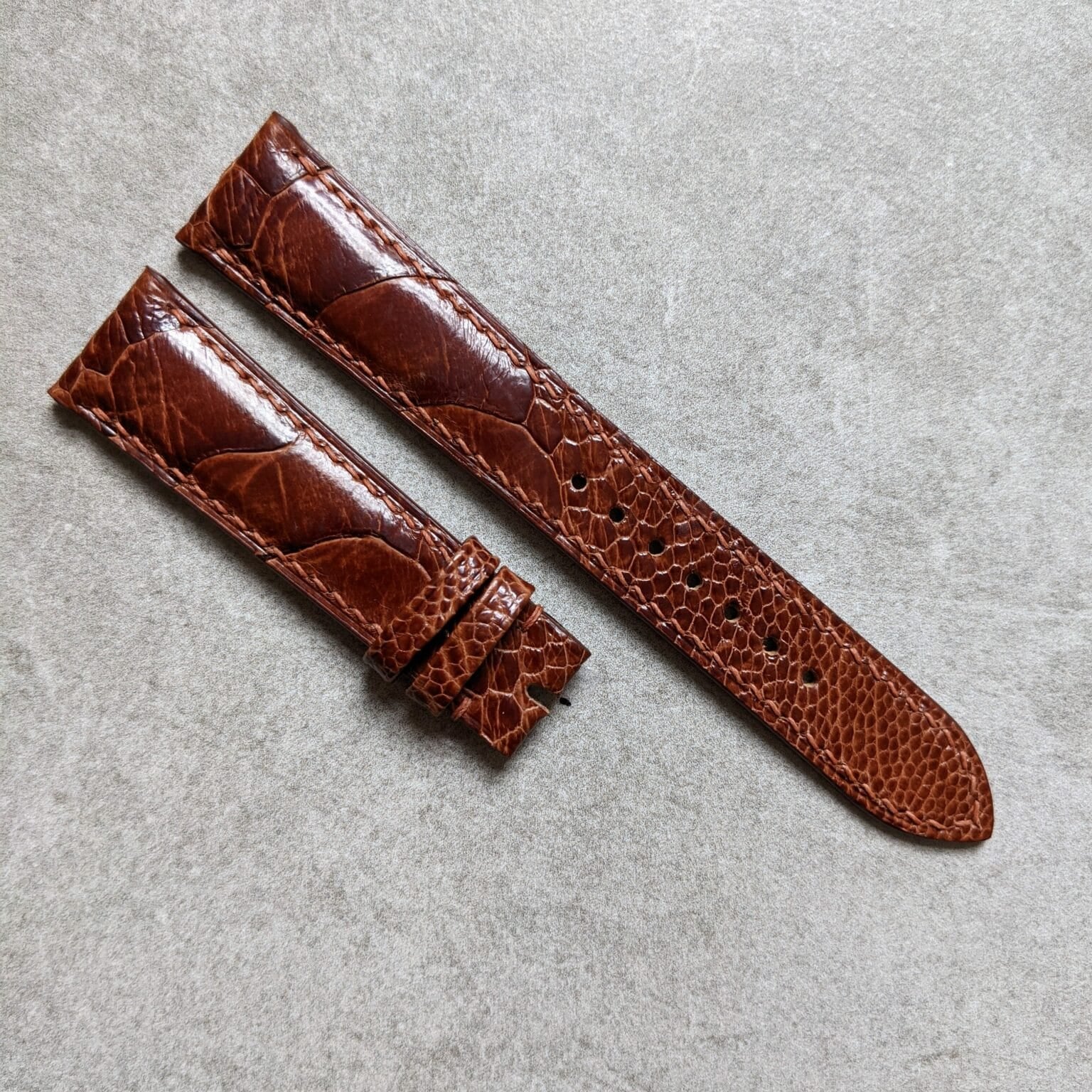 Ostrich Shin Watch Strap - Cognac - The Strap Tailor