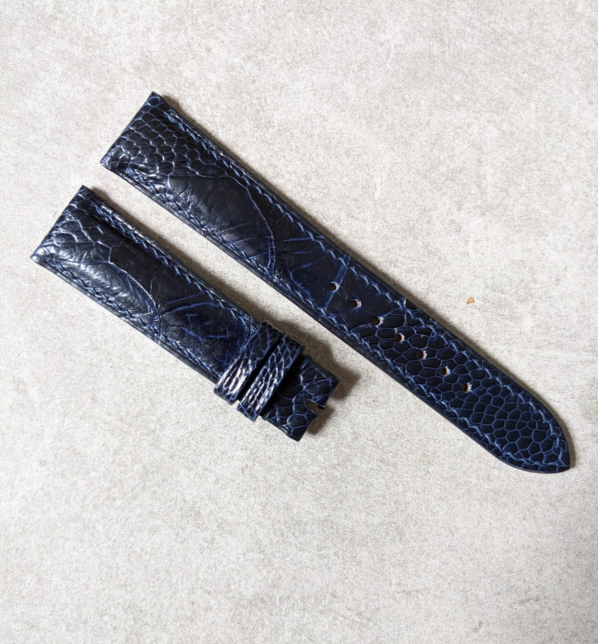 Ostrich Shin Watch Strap - Midnight Blue - The Strap Tailor