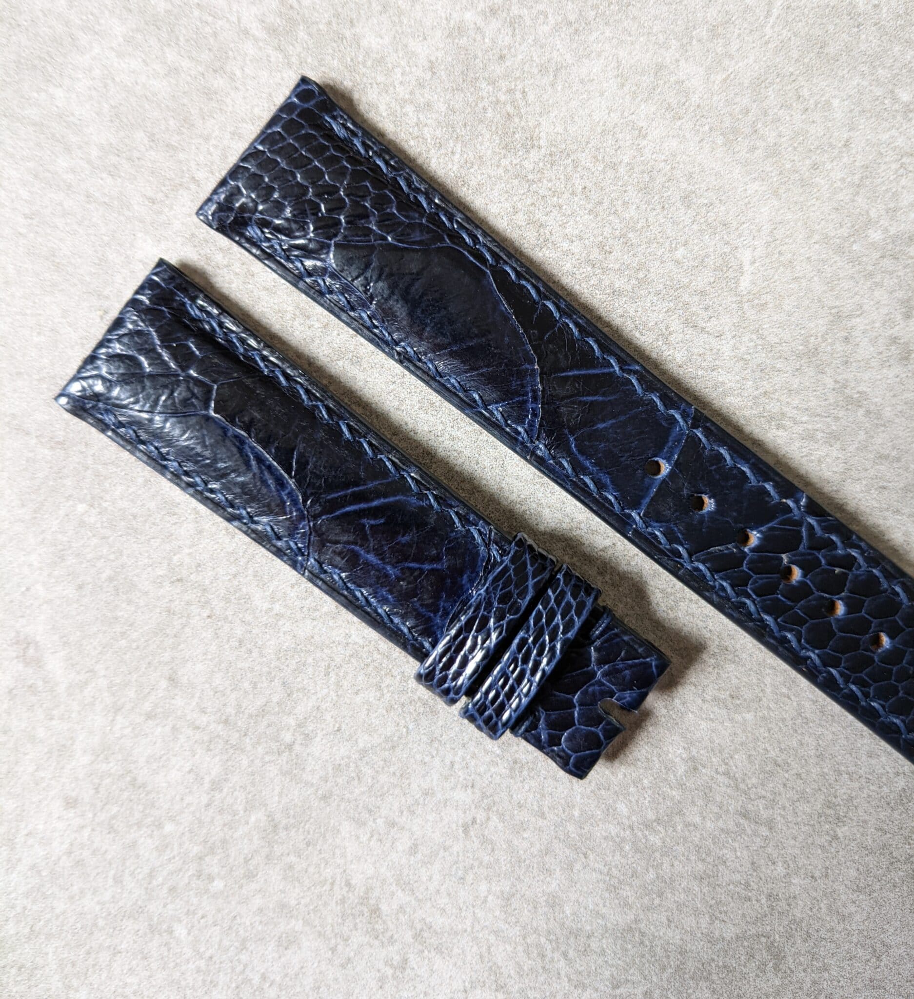 Ostrich Shin Watch Strap - Midnight Blue - The Strap Tailor