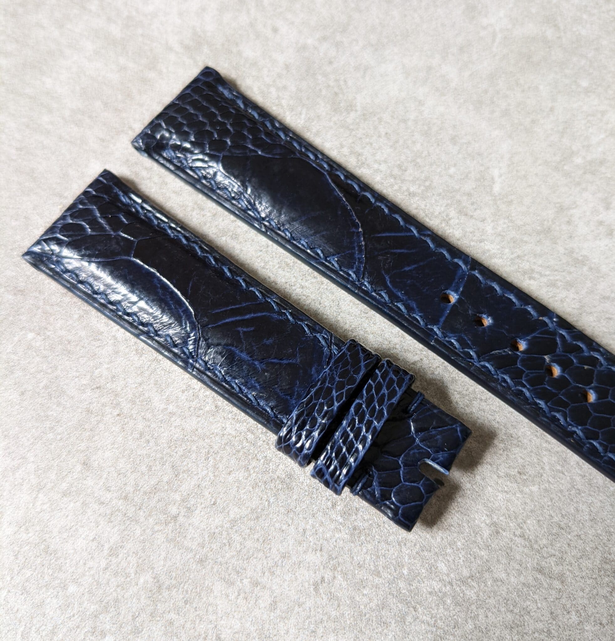 Ostrich Shin Watch Strap - Midnight Blue - The Strap Tailor