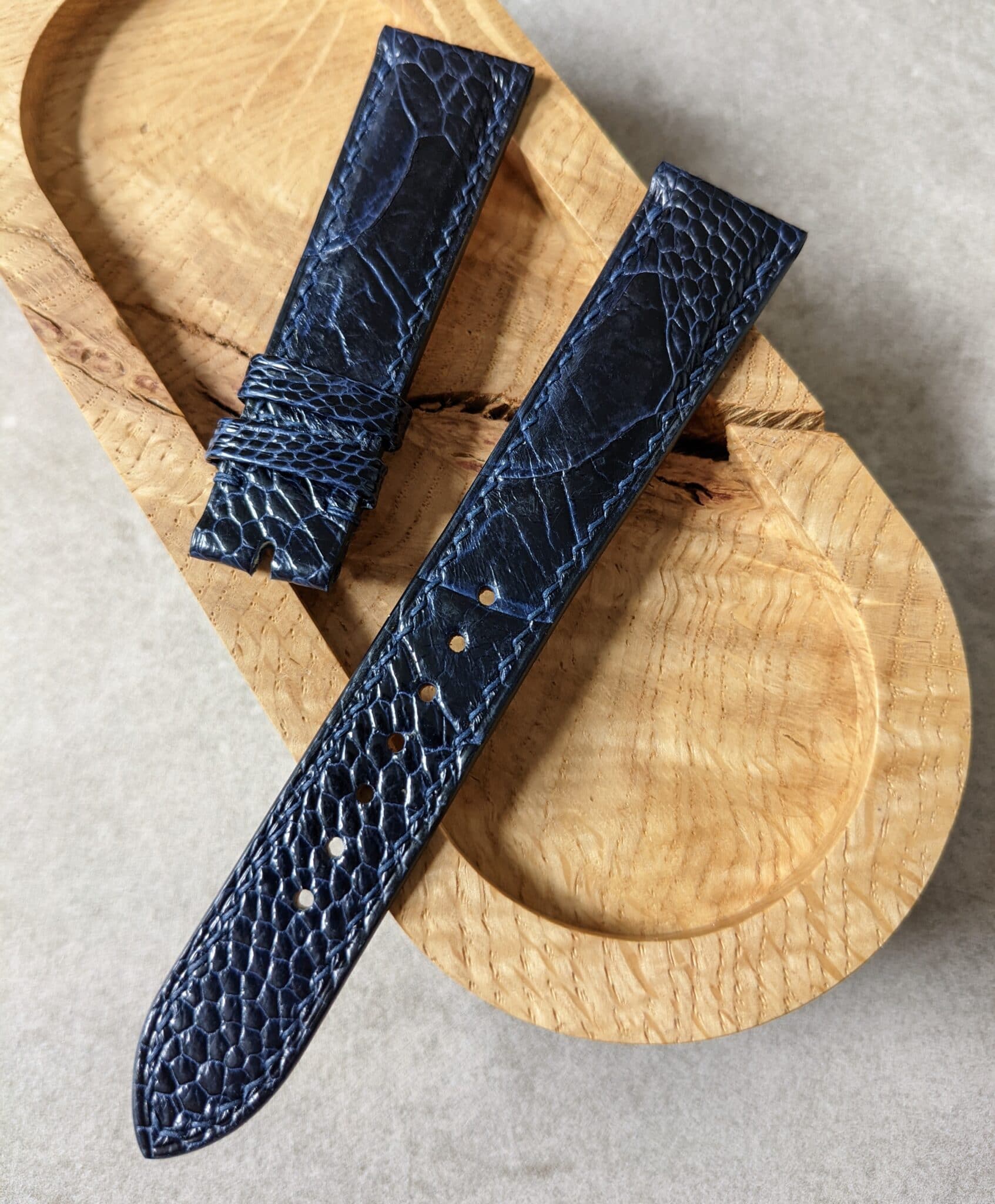Ostrich Shin Watch Strap - Midnight Blue - The Strap Tailor