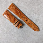 Ostrich Shin Watch Strap - Minimal Stitch - Honey Brown - The Strap Tailor
