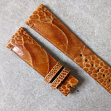 Ostrich Shin Watch Strap - Minimal Stitch - Honey Brown - The Strap Tailor