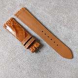 Ostrich Shin Watch Strap - Minimal Stitch - Honey Brown - The Strap Tailor