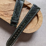 Ostrich Shin Watch Strap - Myrtle Olive W/Cream Stitching