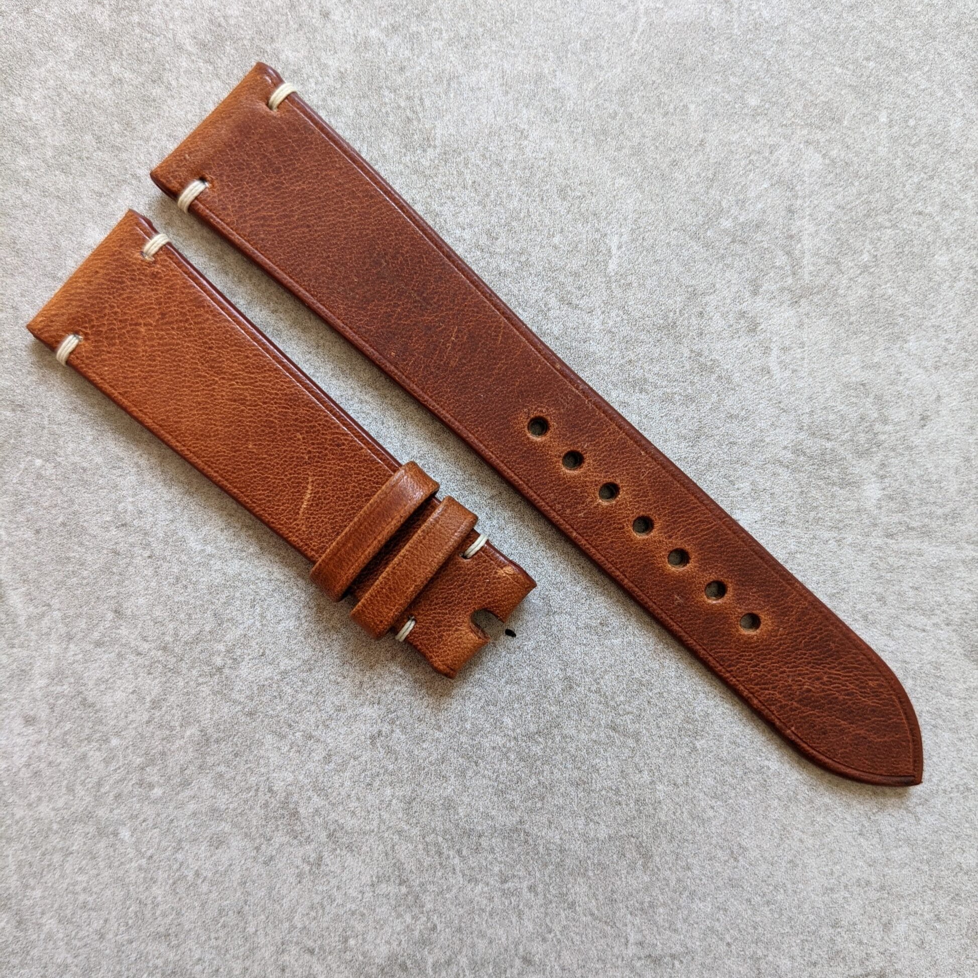 Badalassi Wax Minimal Stitch Strap - Tan Brown - The Strap Tailor
