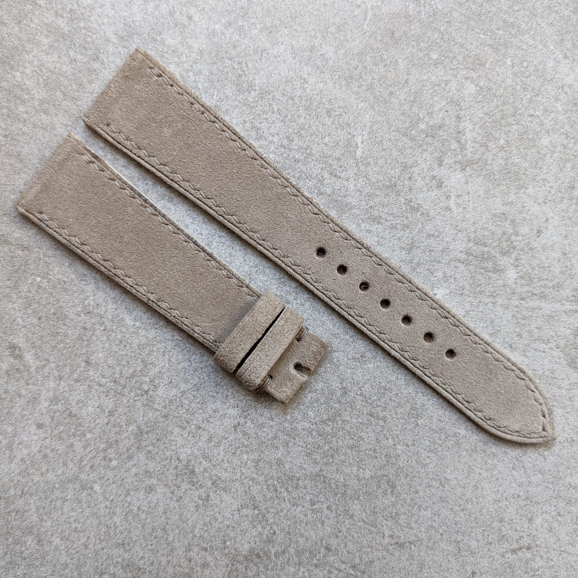 Premium Stitched Suede Strap - Light Taupe - The Strap Tailor